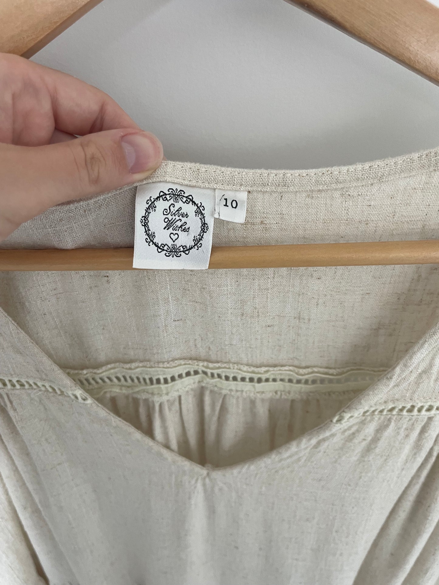 SILVER WISHES | Cream Linen Dress | Size 10
