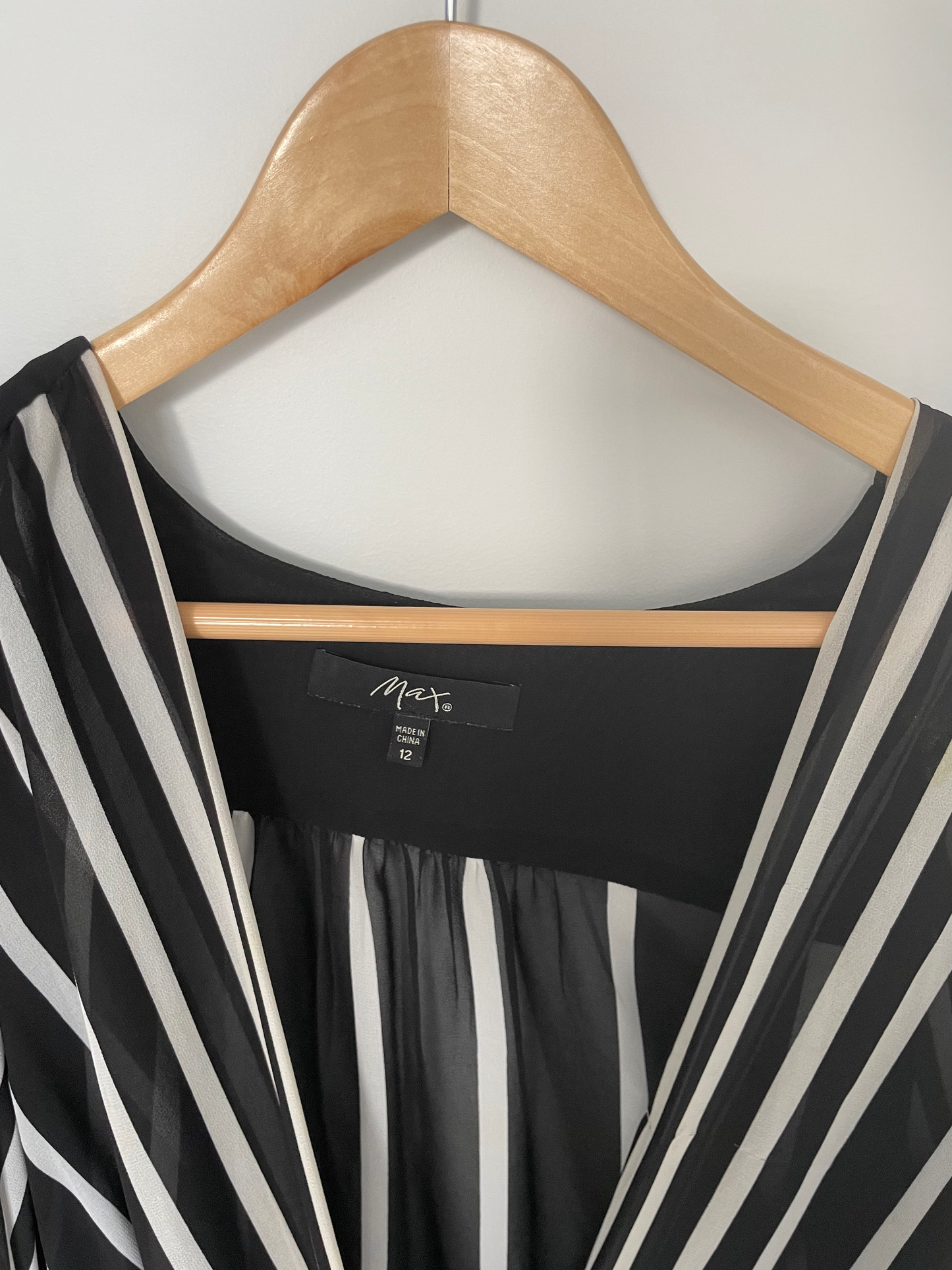 MAX | Black and White Striped Blouse | Size 12