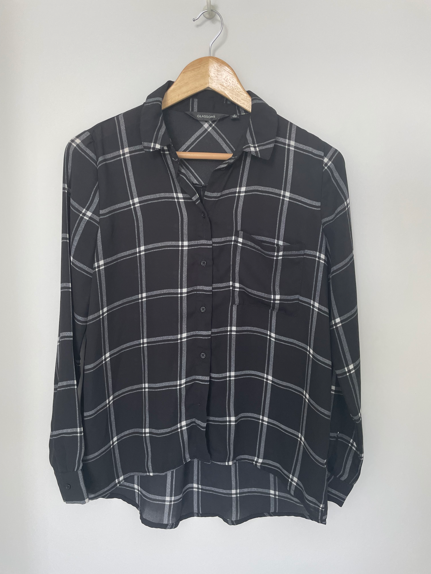 GLASSONS | Plaid Patterned Sheer Blouse | Size 6