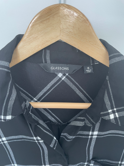 GLASSONS | Plaid Patterned Sheer Blouse | Size 6