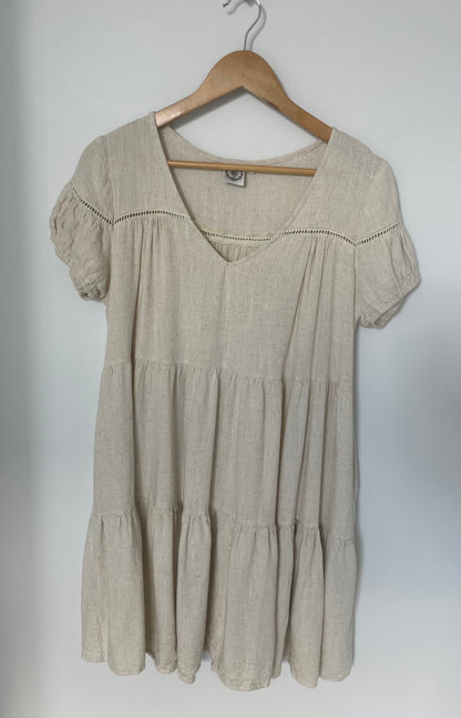 SILVER WISHES | Cream Linen Dress | Size 10