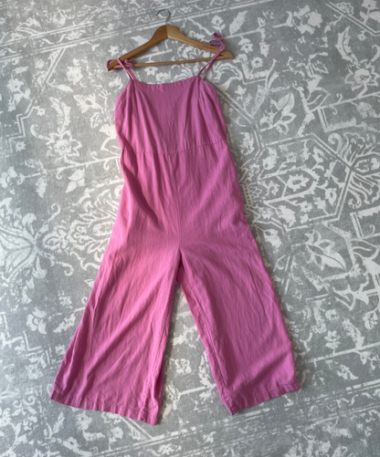 H & H | Pink Linen-Blend Jumpsuit | Size 12