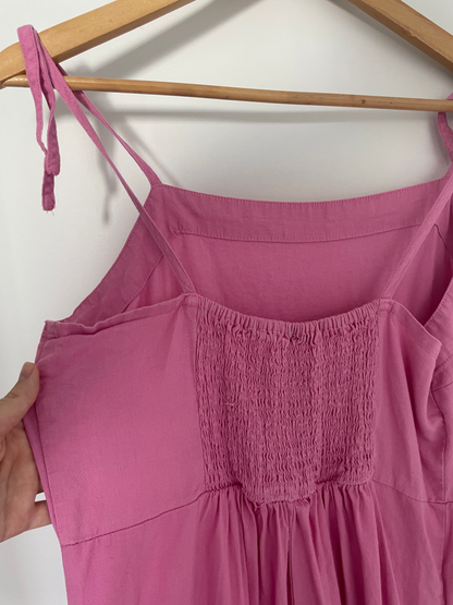 H & H | Pink Linen-Blend Jumpsuit | Size 12