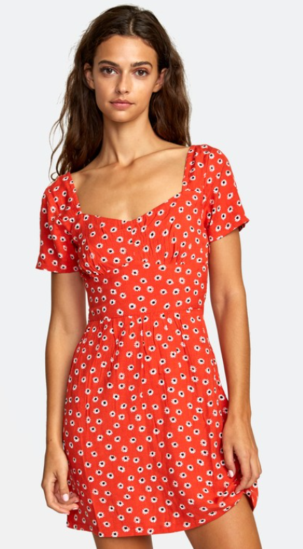 RVCA | Red Floral Print Mini Dress | Size